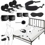 Adjustable BDSM Bed Restraints Kit with Cuffs & Blindfold