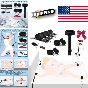 Adjustable Bed Restraints Kit with Cuffs & Blindfold