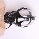 Faux Leather BDSM Hood with Detachable Gag Plug