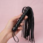 PU Leather Flogger Whip with Tassel Handle