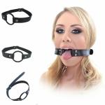 Black Leather O Ring Mouth Gag for Bondage Fun
