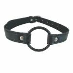 Black Leather O Ring Mouth Gag for Bondage Fun