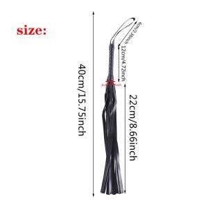 Black PU Leather Flogger Whip with Short Handle