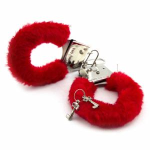 Furry Red Wrist Restraint Cuffs for Bondage