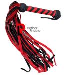 Red and Black Leather BDSM Flogger with 25 Falls