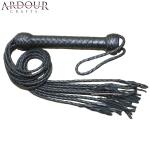 Leather Flogger Whip with 9 Braided Tails