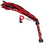 Red and Black Leather BDSM Flogger with 25 Falls