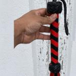 Red and Black Leather BDSM Flogger with 25 Falls