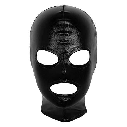Unisex Wetlook Leather Full Face Mask Hood