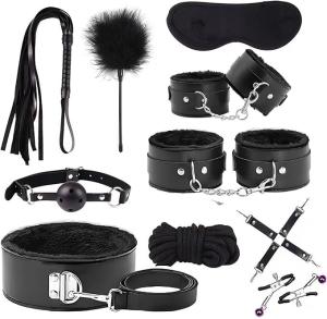 10-Piece Bondage Kit with Soft PU Leather Restraints