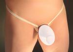 Men's White Cockring G-String Thong