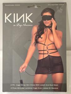 KINK CAGE STRAP DRESS with Leash & Eye Mask