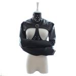 Open Chest PU Leather Straightjacket Restraint Harness