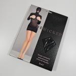 Black Hooded Open Cup Mesh Mini Dress