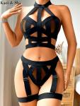 Kaei&Shi Women's BDSM Dominatrix Lingerie Set