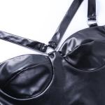 Gothic Punk Black Faux Leather Femdom Dress Set