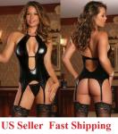 Faux Leather Sexy Babydoll Lingerie for Parties