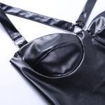 Gothic Punk Black Faux Leather Femdom Dress Set