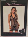 Black Fishnet Zip-Up Halter Mini Dress