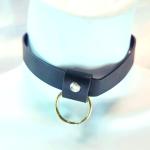 Adjustable PU Leather Choker Collar with O-Ring