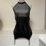 Goth Fishnet Pleather BDSM Dress with Snap Hooks