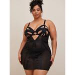 Cut Out Strappy Chemise in Rich Black 3X