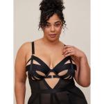 Cut Out Strappy Chemise in Rich Black 3X