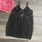 Cut Out Strappy Chemise in Rich Black 3X