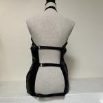 Goth Fishnet Pleather BDSM Dress with Snap Hooks