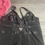 Cut Out Strappy Chemise in Rich Black 3X