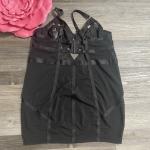 Cut Out Strappy Chemise in Rich Black 3X