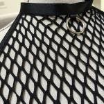 Goth Fishnet Pleather BDSM Dress with Snap Hooks