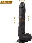 10" Realistic Black Suction Cup Dong with Balls