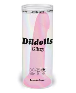 Glitter Pink Curved Suction Cup Dildo