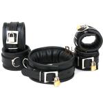 Real Leather Cuffs and Collar Restraint Set
