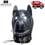 Genuine Leather Adjustable Padded Bondage Mask Hood