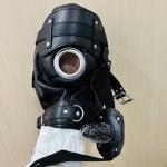 PU Leather Open Mouth Hood with Plug Harness