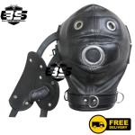 Leather Padded Mask Hood with Mouth Gag