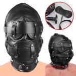 Padded PU Leather Mask with Open Mouth Gag