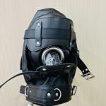 PU Leather Open Mouth Hood with Plug Harness