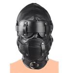 Padded PU Leather Mask with Open Mouth Gag