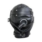 Leather Padded Mask Hood with Mouth Gag