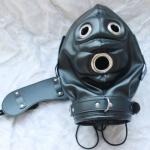PU Leather Open Mouth Hood with Plug Harness