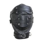 Leather Padded Mask Hood with Mouth Gag