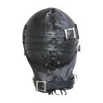Leather Padded Mask Hood with Mouth Gag