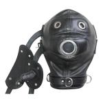 Leather Padded Mask Hood with Mouth Gag