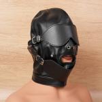 PU Leather BDSM Full Hood with Ball Gag