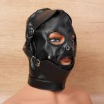 PU Leather BDSM Full Hood with Ball Gag