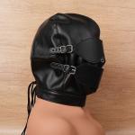 PU Leather BDSM Full Hood with Ball Gag