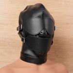 PU Leather BDSM Full Hood with Ball Gag